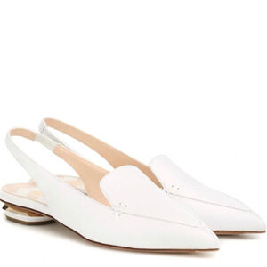 New in Box Nicholas Kirkwood Beya Textured-leather Slingback Flats In White$540